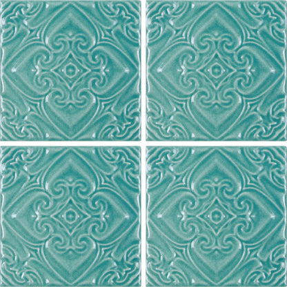 Aquatica Pacifico Acqua Deco Green Porcelain Pool Tile 6"x6" - Melange Collection