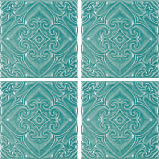 Aquatica Pacifico Acqua Deco Green Porcelain Pool Tile 6"x6" - Melange Collection