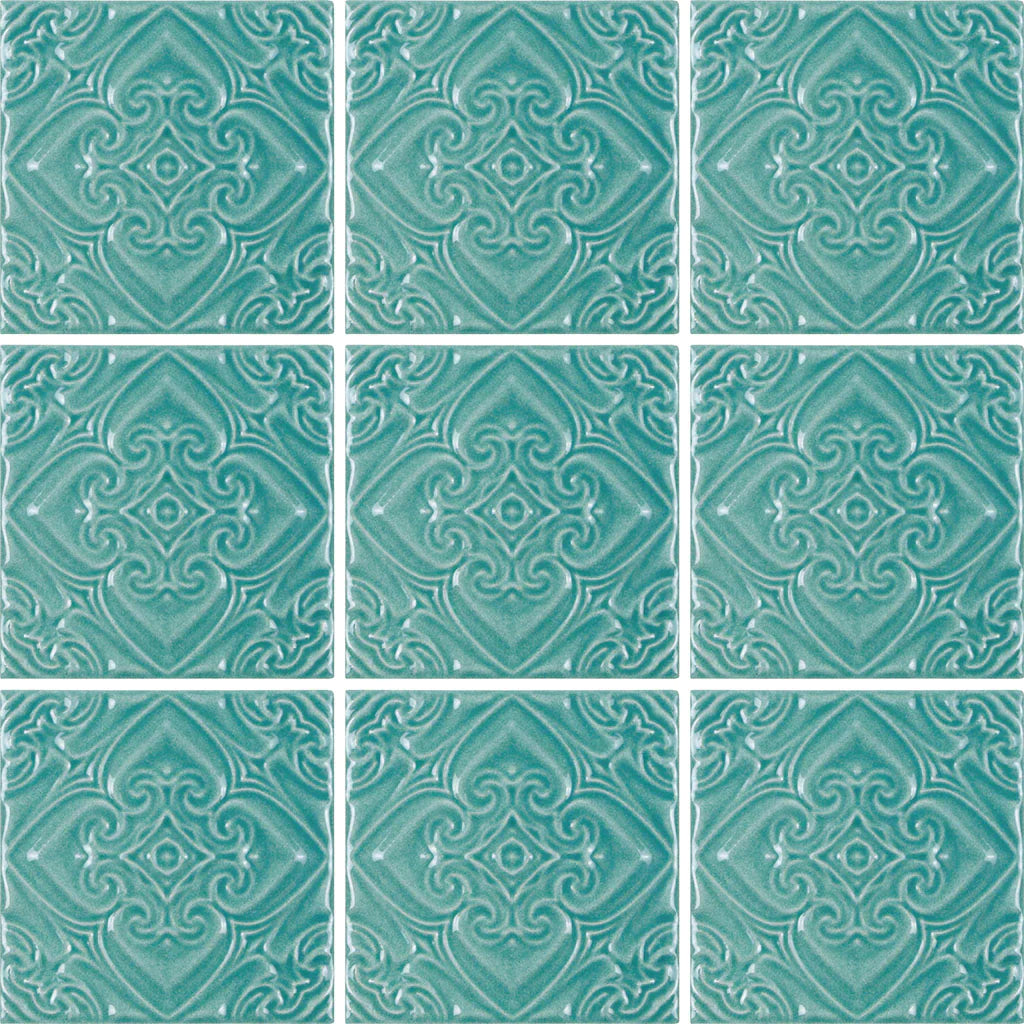 Aquatica Pacifico Acqua Deco Green Porcelain Pool Tile 6"x6" - Melange Collection