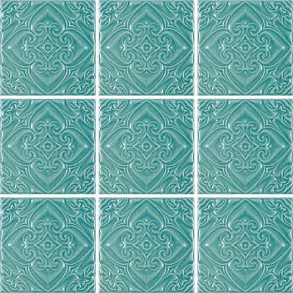 Aquatica Pacifico Acqua Deco Green Porcelain Pool Tile 6"x6" - Melange Collection