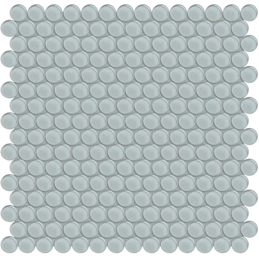 Aquatica Penny Round Cloud Glass Mosaic Tile 11.50"x11.75" - Element Collection