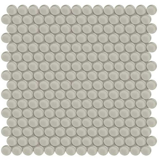 Aquatica Penny Round Earth Glass Mosaic Tile 11.50"x11.75" - Element Collection