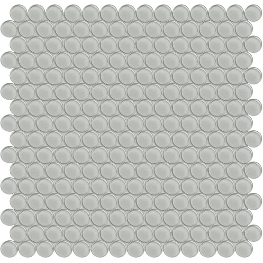 Aquatica Penny Round Mist Glass Mosaic Tile 11.50"x11.75" - Element Collection