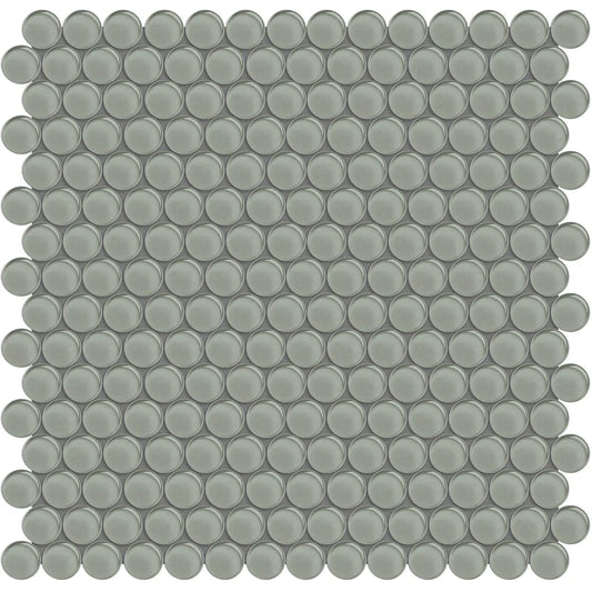 Aquatica Penny Round Smoke Glass Mosaic Tile 11.50"x11.75" - Element Collection