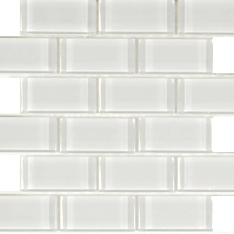Aquatica Pure White 2"x4" Glass Mosaic Tile 12"x12"