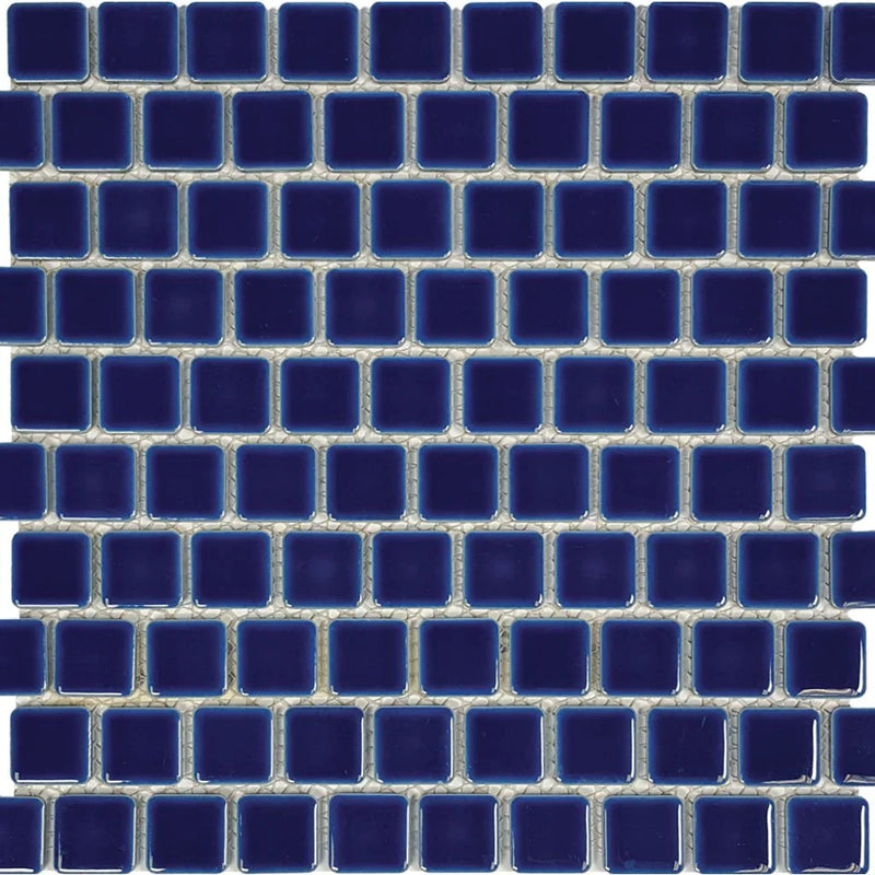 Aquatica Royal Blue 1"x1" Porcelain Mosaic Pool Tile 12"x12" - Harmony Collection