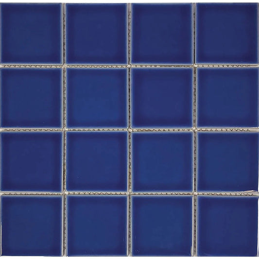 Aquatica Royal Blue 3"x3" Porcelain Mosaic Pool Tile 12"x12" - Harmony Collection