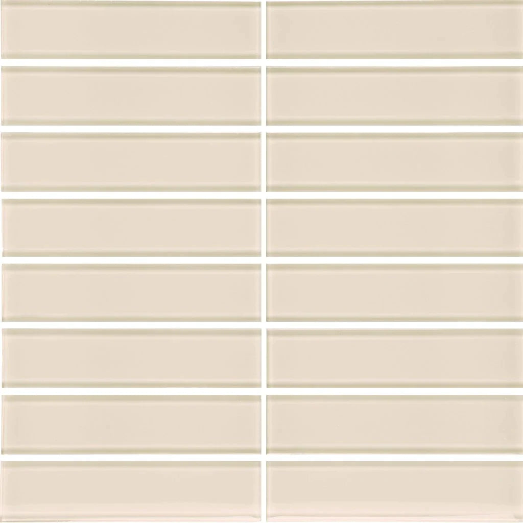 Aquatica Sand 1.5"x6" Stacked Glass Mosaic Tile 11.75"x11.75" - Element Collection