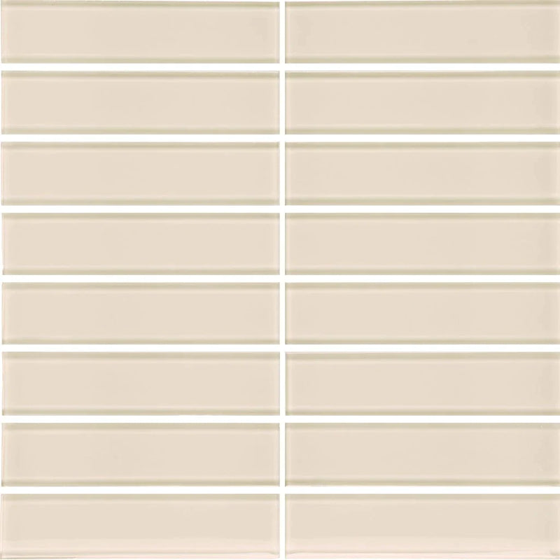 Aquatica Sand 1.5"x6" Stacked Glass Mosaic Tile 11.75"x11.75" - Element Collection