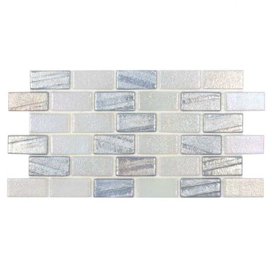 Aquatica Silver 1"x2" Glass Mosaic Tile 12"x12" - Illusions Collection