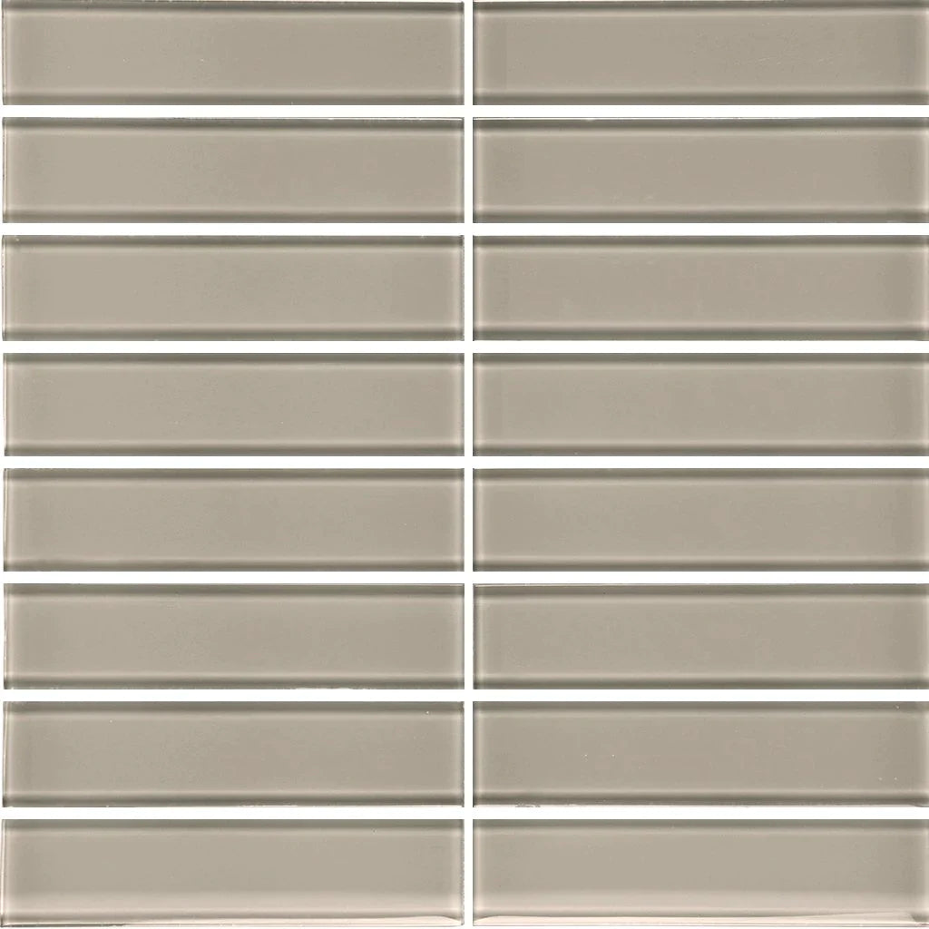 Aquatica Smoke 1.5"x6" Stacked Glass Mosaic Tile 11.75"x11.75" - Element Collection