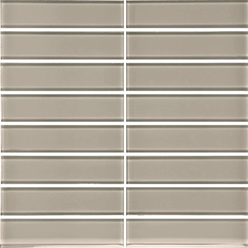 Aquatica Smoke 1.5"x6" Stacked Glass Mosaic Tile 11.75"x11.75" - Element Collection