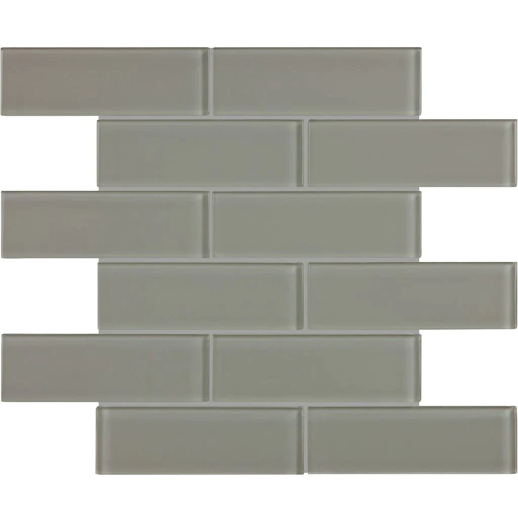 Aquatica Smoke Brick Look Glass Tile 11.75"x11.75" - Element Collection