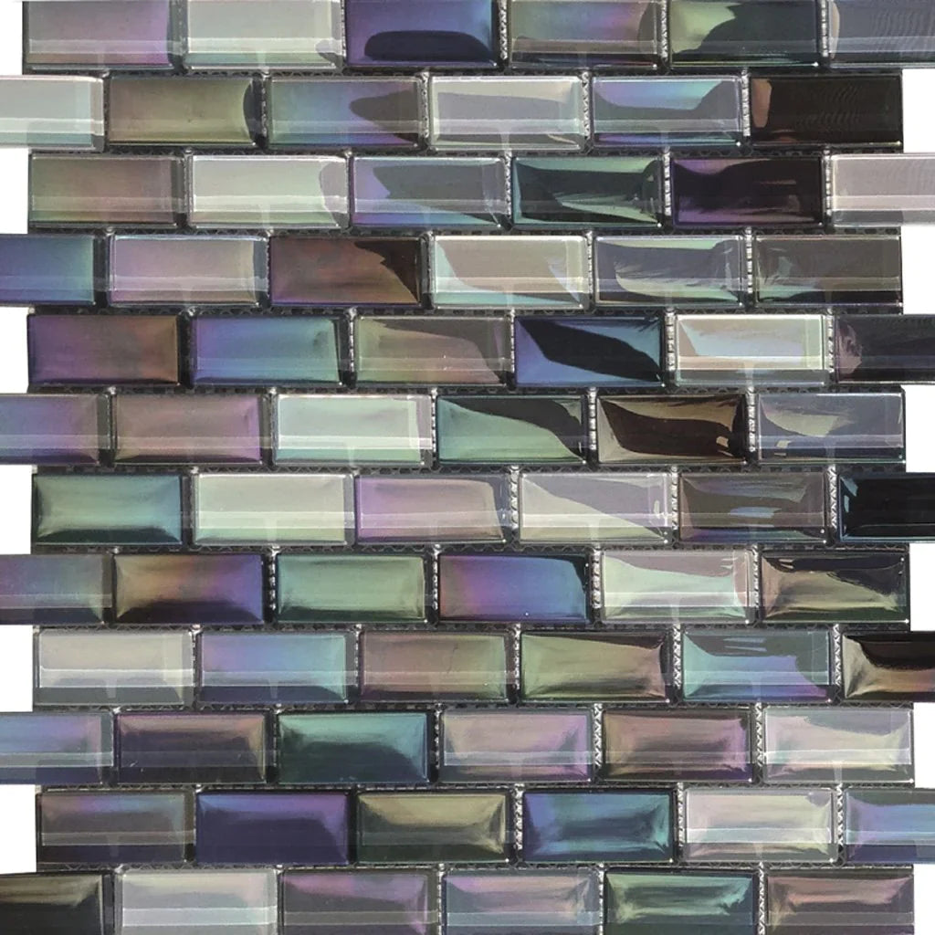 Aquatica St. George 1"x2" Glass Mosaic Tile 12"x12" - Lux Aqua Collection