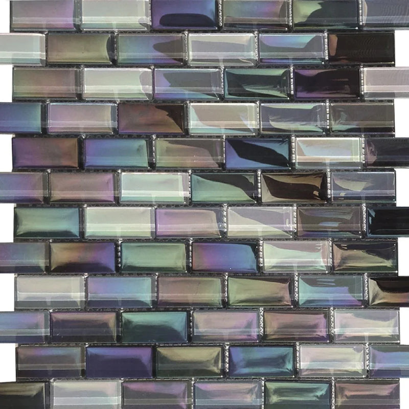 Aquatica St. George 1"x2" Glass Mosaic Tile 12"x12" - Lux Aqua Collection