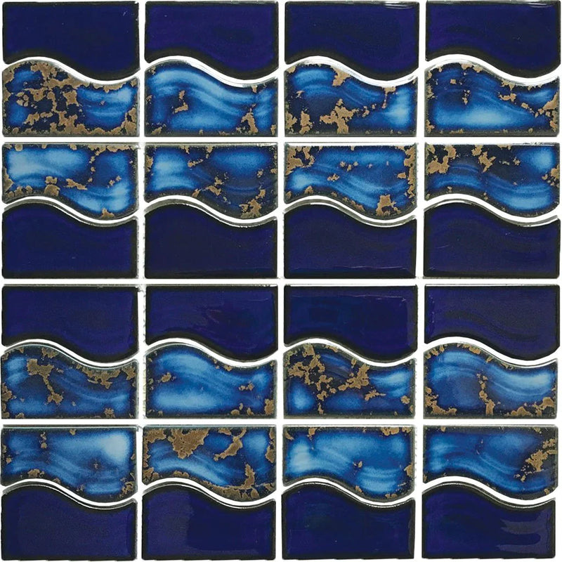 Aquatica Terra 6"x6" Porcelain Mosaic Pool Tile 12"x12" - Waterside Collection