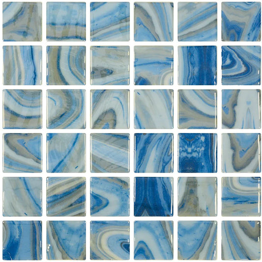 Aquatica Tourmaline 2"x2" Glass Mosaic Tile 12.25"x12.25" - Vanguard Collection