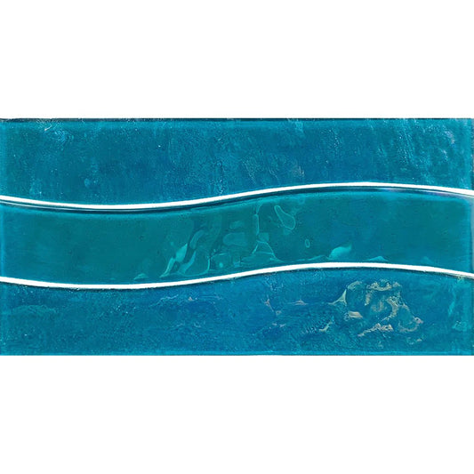 Aquatica Turquoise Pool Waveglass Waterline Glass Tile 6"x12" - Border Wave Collection