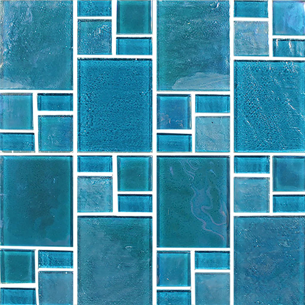 Aquatica Turquoise Random Glass Mosaic Tile 11.75"x11.75" - Piazza Collection