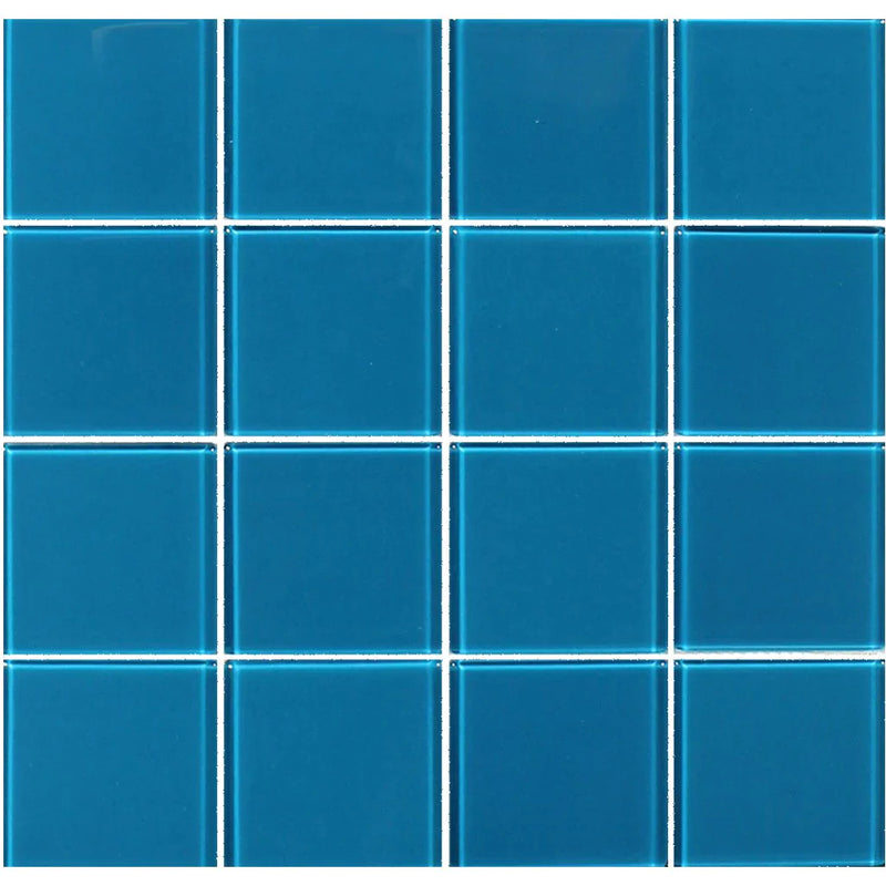 Aquatica Turquoise Solid Glass Mosaic Tile 12"x12" - Crystal Collection