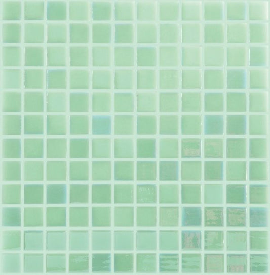 Aquatica White/Green 1"x1" Glass Mosaic Tile 12"x12" - Glow Glass Collection