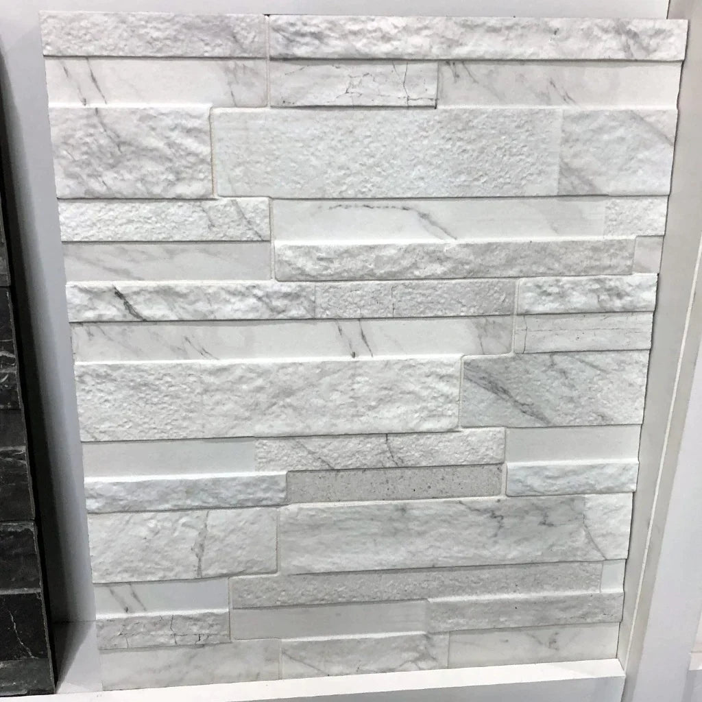 Aquatica White Ledgerstone Porcelain Wall Tile 6.25"x15.75" - Marmi Collection