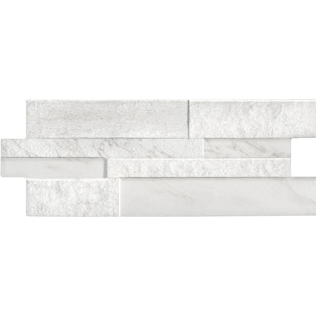 Aquatica White Ledgerstone Porcelain Wall Tile 6.25"x15.75" - Marmi Collection