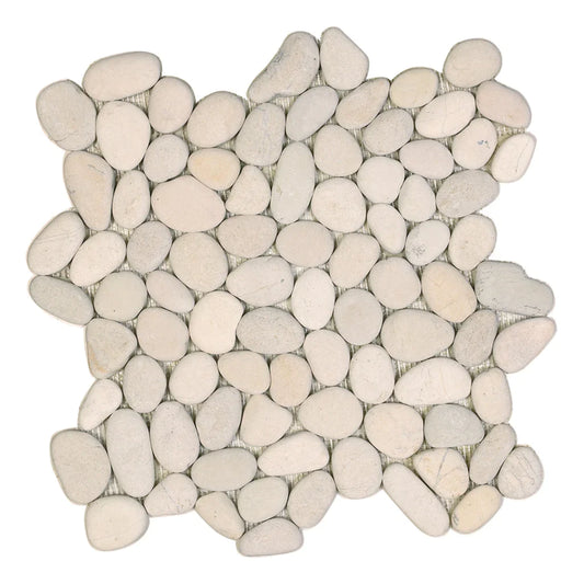 Aquatica White Pebble Mosaic 11.50"x12.25" - Ocean Stones Pebble Collection