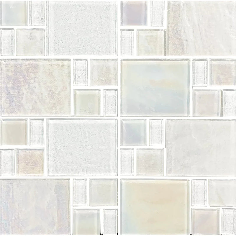 Aquatica White Random Glass Mosaic Tile 11.75"x11.75" - Piazza Collection