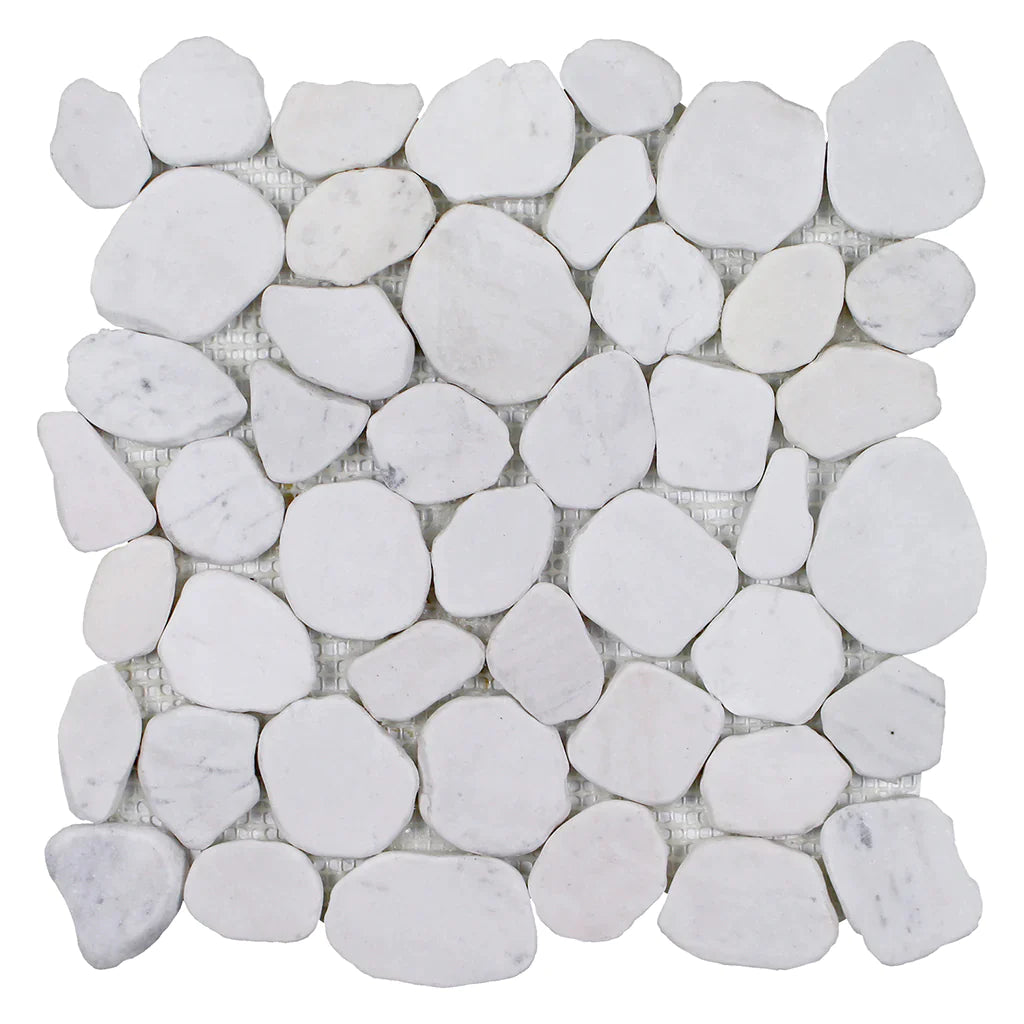 Aquatica White Sliced Pebble Mosaic Tile 11.5"x11.5" - Beachstones Collection