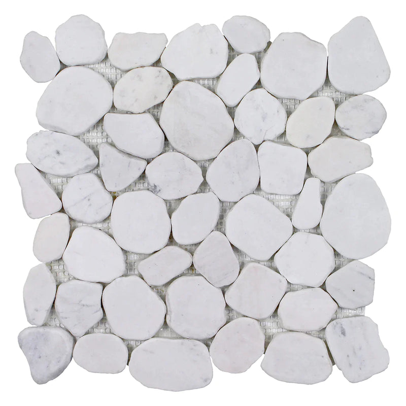 Aquatica White Sliced Pebble Mosaic Tile 11.5"x11.5" - Beachstones Collection