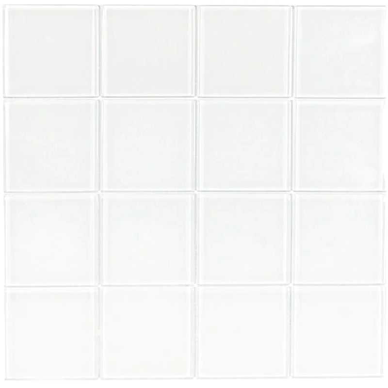 Aquatica White Solid Glass Mosaic Tile 12"x12" - Crystal Collection