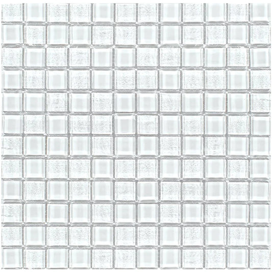 Aquatica Whitestone 1"x1" Linear Glass Mesh Tile 11.75"x11.75" - Treasure Collection