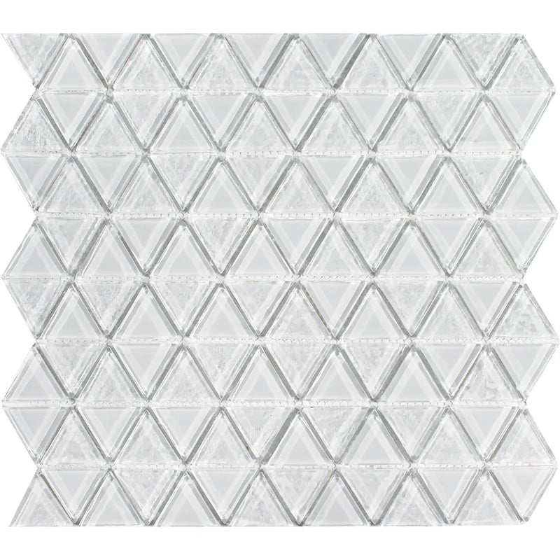 Aquatica Whitestone Glass Mosaic On Mesh Tile 11.75"x11.75" - Triangle Collection