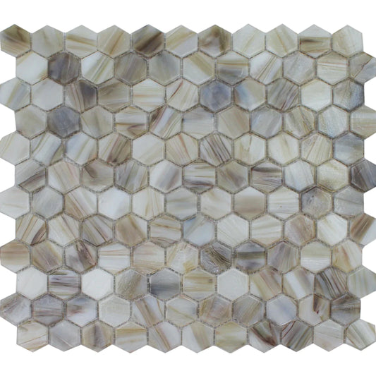 Aquatica Agate Hexagon Glass Mosaic Tile 10.75"x11.25" - Aurora Collection