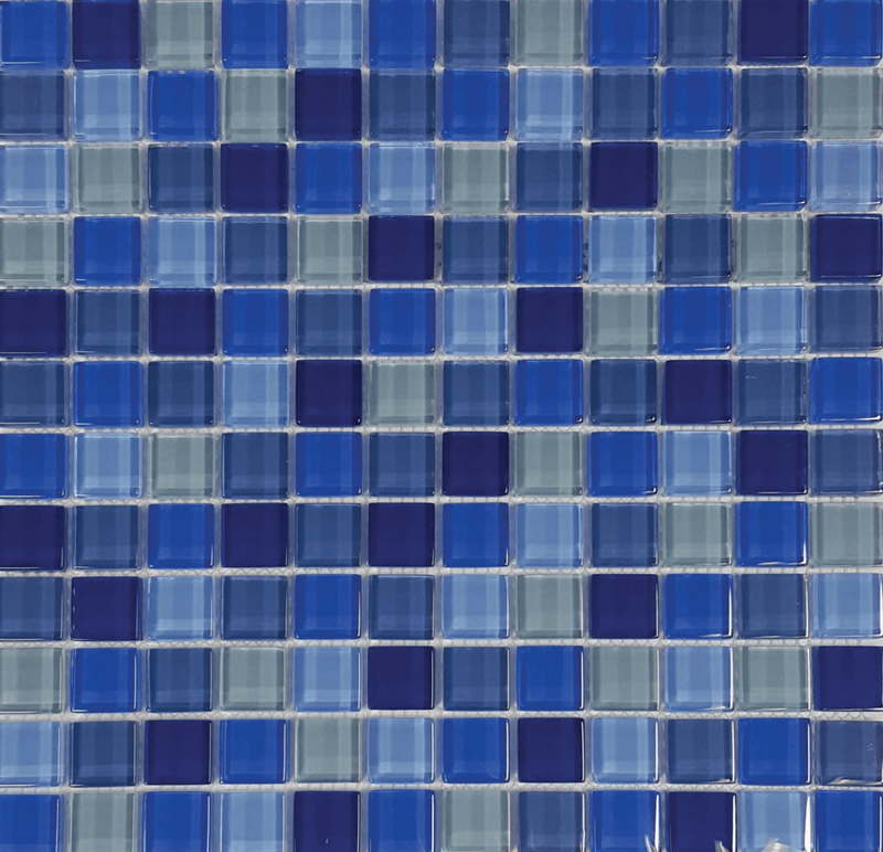 Aquatica Bali Crystal Glass Mosaic Tile 12"x12" - Aqua Color Blends Collection