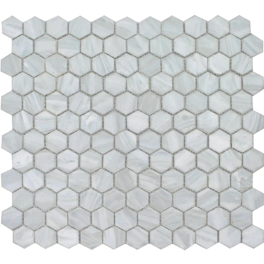 Aquatica Pearl Hexagon Glass Mosaic Tile 10.75"x11.25" - Aurora Collection