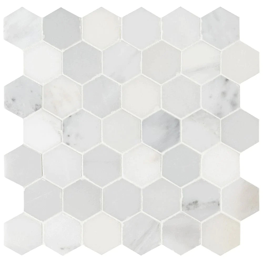 MSI Arabescato Carrara 2" Hexagon Marble Mosaic Tile 11.75"x12"