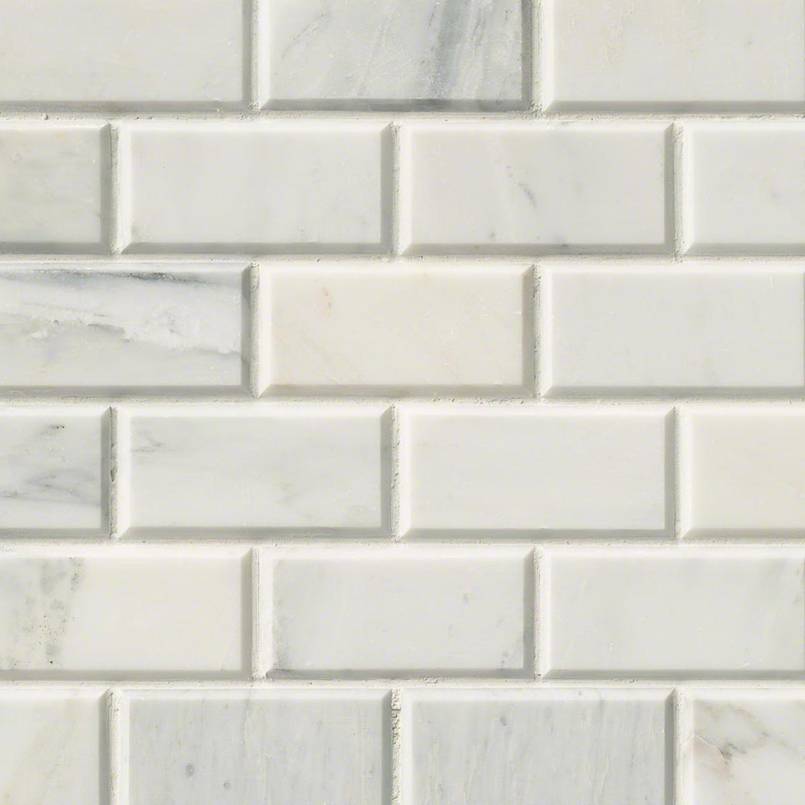 MSI Arabescato Carrara Subway Honed Marble Mosaic Tile 2"x4"