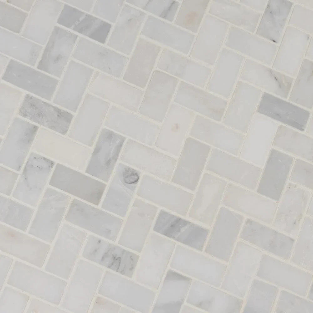 MSI Arabescato Carrara Herringbone Honed Marble Mosaic Tile 11.63"x11.63"