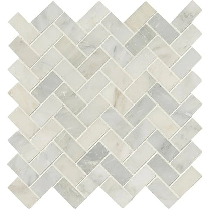 MSI Arabescato Carrara Herringbone Honed Marble Mosaic Tile 11.63"x11.63"