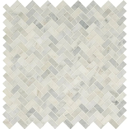 MSI Arabescato Carrara Herringbone Honed Marble Mosaic Tile 11.63"x11.63"