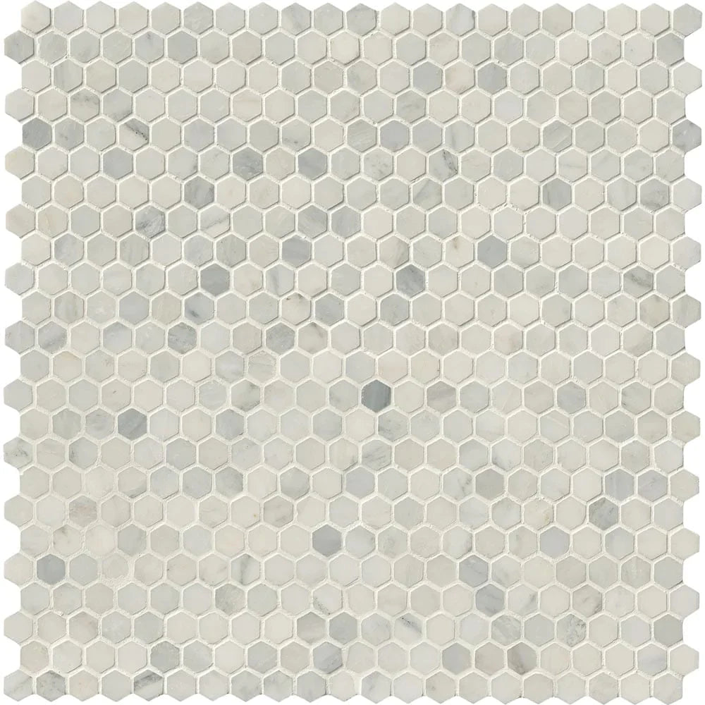 MSI Arabescato Carrara Hexagon Honed Marble Mosaic Tile 11.1"x11.5"