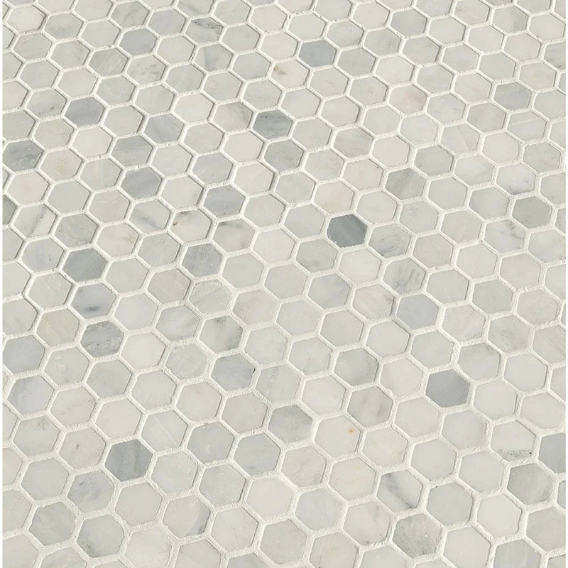 MSI Arabescato Carrara Hexagon Honed Marble Mosaic Tile 11.1"x11.5"