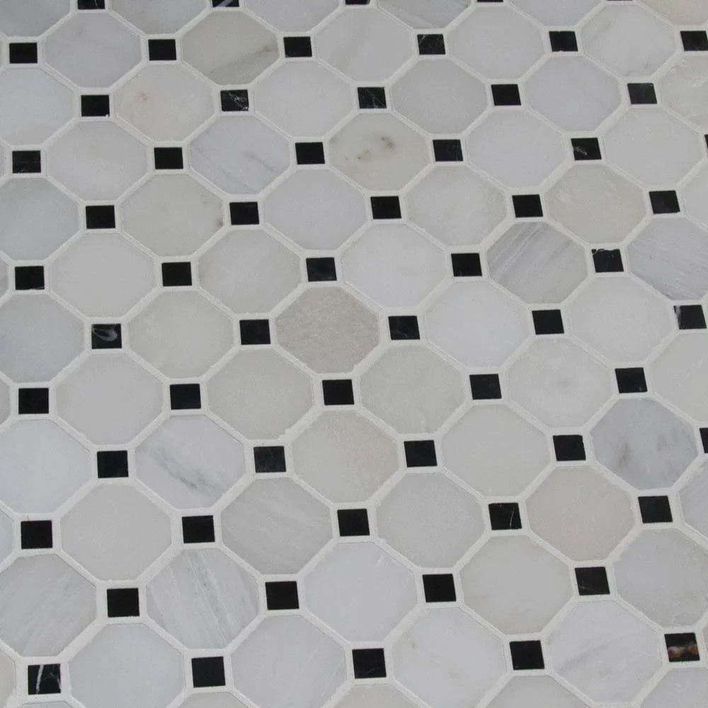 MSI Arabescato Carrara Octagon Honed Marble Mosaic Tile 12"x12"