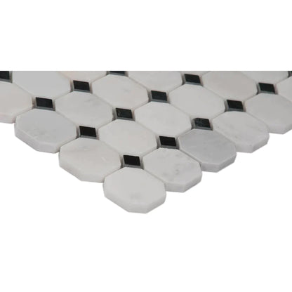 MSI Arabescato Carrara Octagon Honed Marble Mosaic Tile 12"x12"