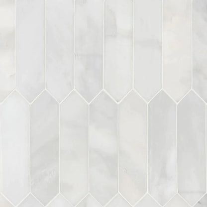 MSI Arabescato Carrara Pickett Honed Marble Mosaic 10.63"x12"