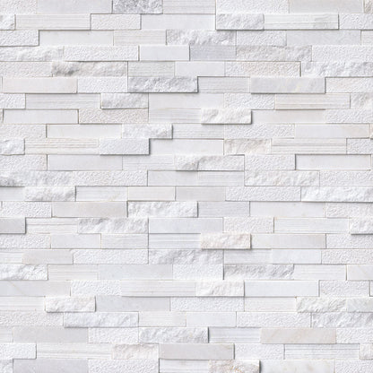 Arctic white ledger corner 6x18 multi marble wall tile LPNLMARCWHI618COR MULTI product shot room view