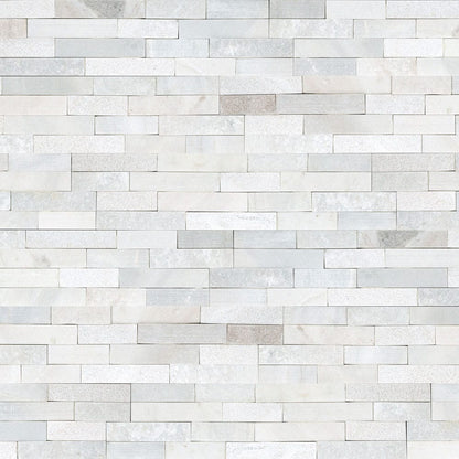 Arctic white ledger panel 6x24 multi finish marble wall tile LPNLMARCWHI624 MULTI product shot wall view