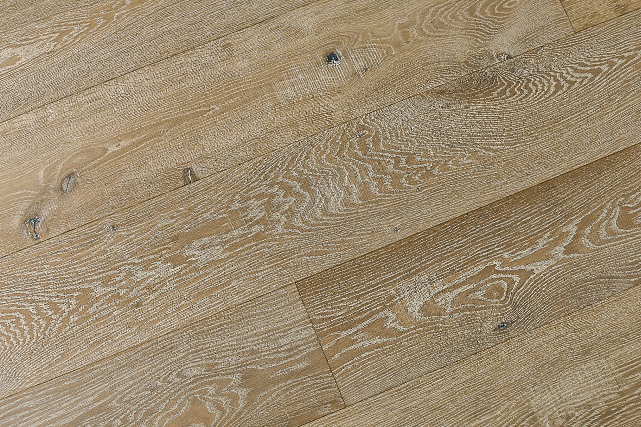 Audere Wirebrushed Engineered Hardwood 9x0.625 inch Rich Ecru TRPEH-AEORE product angle shot